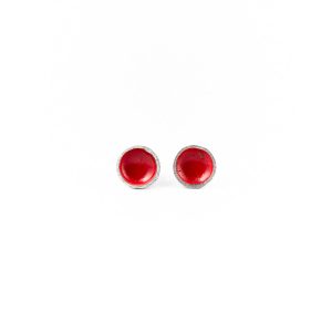 Orecchini lobo in argento e smalto rosso
