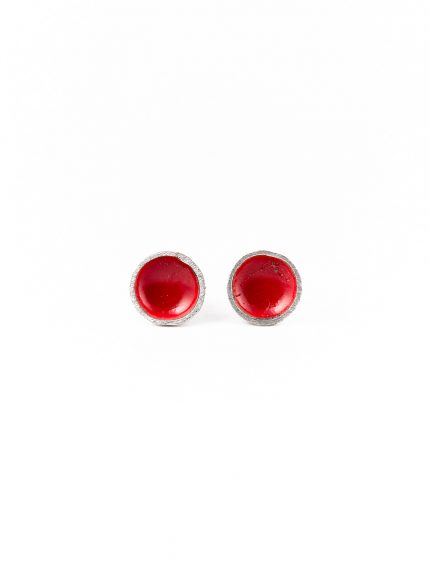 Orecchini lobo in argento e smalto rosso