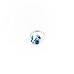 Anello in argento e smalto verde / azzurro
