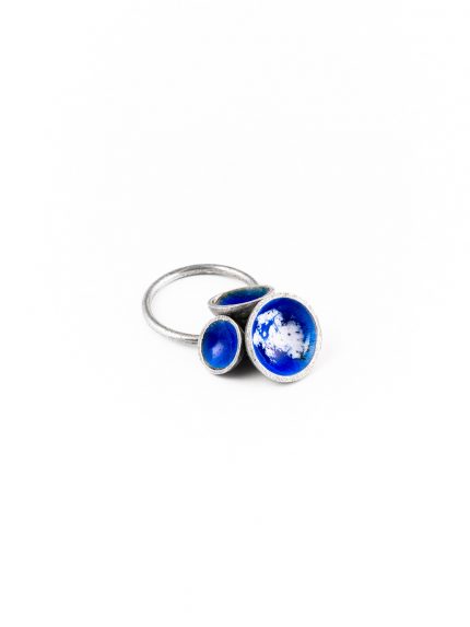 Anello in argento e smalto blu / bianco
