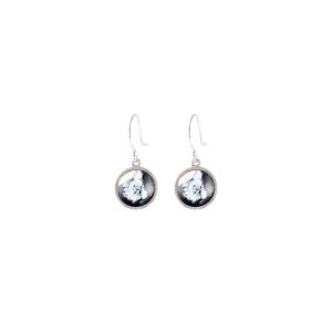 Orecchini pendenti in argento e smalto bianco/nero