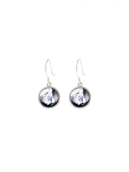 Orecchini pendenti in argento e smalto bianco/nero
