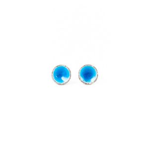 Orecchini lobo in argento e smalto azzurro
