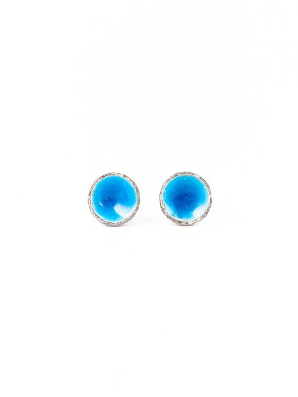 Orecchini lobo in argento e smalto azzurro