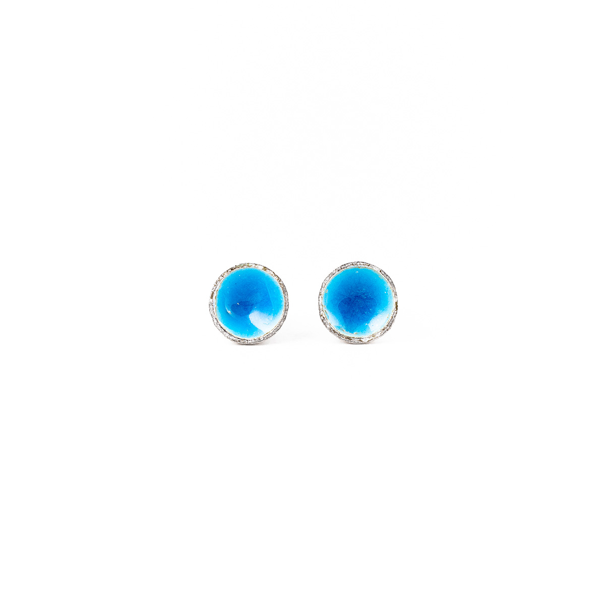 Orecchini lobo in argento e smalto azzurro Orecchini lobo in argento e smalto azzurro